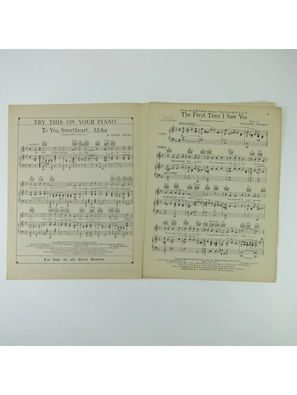 Sheet Music The First Time I Saw You Cary Grant Frances Farmer Toast of NY 1937